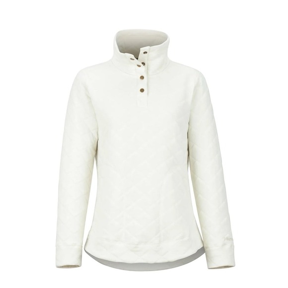 Marmot Quilted Pullover Women's Small Beige Snap Button Pockets Long Sleeve - Picture 2 of 10